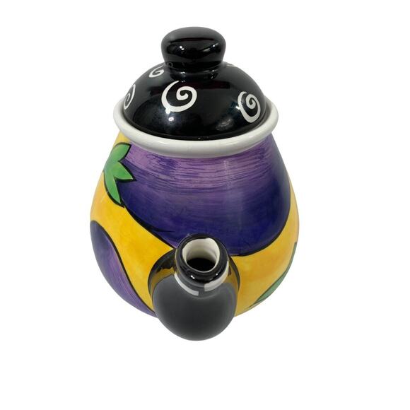 Milson & Louis Eggplant Teapot Hand Painted‎ Whimsical Home Decor Artsy - Picture 8 of 9
